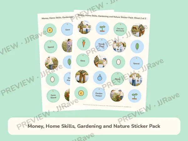 Money, Home Skills, Gardening and Nature Sticker Pack